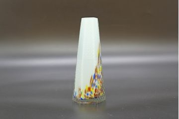 昭和レトロ　戦前　大正　置くだけでお部屋のアクセントになる古いマーブルガラス花瓶2個セット(六角、一輪挿し、花入、花器、硝子)(R-076621)