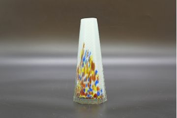 昭和レトロ　戦前　大正　置くだけでお部屋のアクセントになる古いマーブルガラス花瓶2個セット(六角、一輪挿し、花入、花器、硝子)(R-076621)