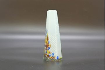昭和レトロ　戦前　大正　置くだけでお部屋のアクセントになる古いマーブルガラス花瓶2個セット(六角、一輪挿し、花入、花器、硝子)(R-076621)