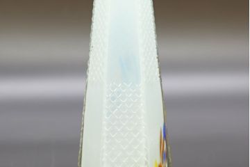 昭和レトロ　戦前　大正　置くだけでお部屋のアクセントになる古いマーブルガラス花瓶2個セット(六角、一輪挿し、花入、花器、硝子)(R-076621)