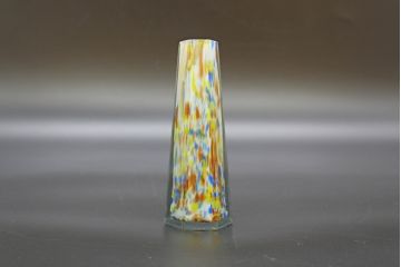 昭和レトロ　戦前　大正　置くだけでお部屋のアクセントになる古いマーブルガラス花瓶2個セット(六角、一輪挿し、花入、花器、硝子)(R-076621)