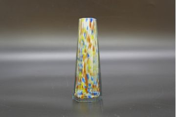 昭和レトロ　戦前　大正　置くだけでお部屋のアクセントになる古いマーブルガラス花瓶2個セット(六角、一輪挿し、花入、花器、硝子)(R-076621)