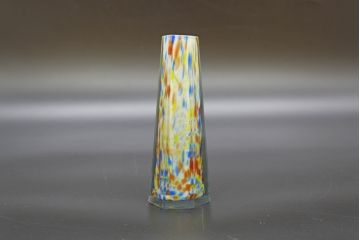 昭和レトロ　戦前　大正　置くだけでお部屋のアクセントになる古いマーブルガラス花瓶2個セット(六角、一輪挿し、花入、花器、硝子)(R-076621)