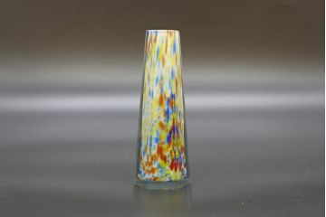 昭和レトロ　戦前　大正　置くだけでお部屋のアクセントになる古いマーブルガラス花瓶2個セット(六角、一輪挿し、花入、花器、硝子)(R-076621)