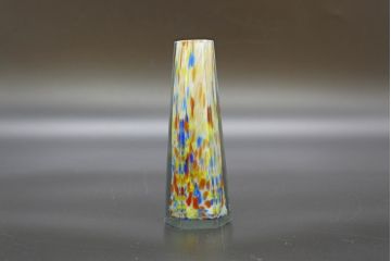 昭和レトロ　戦前　大正　置くだけでお部屋のアクセントになる古いマーブルガラス花瓶2個セット(六角、一輪挿し、花入、花器、硝子)(R-076621)