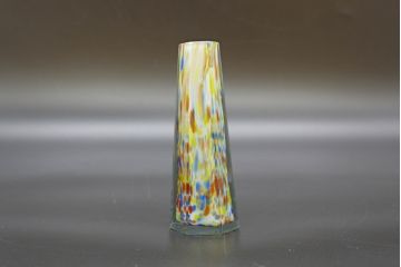 昭和レトロ　戦前　大正　置くだけでお部屋のアクセントになる古いマーブルガラス花瓶2個セット(六角、一輪挿し、花入、花器、硝子)(R-076621)