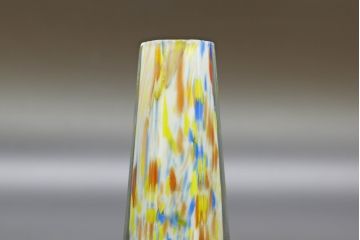 昭和レトロ　戦前　大正　置くだけでお部屋のアクセントになる古いマーブルガラス花瓶2個セット(六角、一輪挿し、花入、花器、硝子)(R-076621)