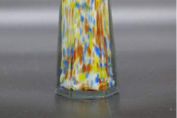昭和レトロ　戦前　大正　置くだけでお部屋のアクセントになる古いマーブルガラス花瓶2個セット(六角、一輪挿し、花入、花器、硝子)(R-076621)