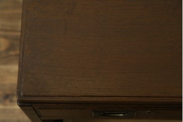 和製アンティーク　ナラ材　上手物の高級品!埋め込み取っ手など凝った造りの片袖机　(R-076625)