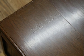 和製アンティーク　ナラ材　上手物の高級品!埋め込み取っ手など凝った造りの片袖机　(R-076625)