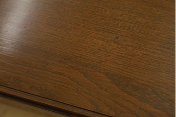 和製アンティーク　ナラ材　上手物の高級品!埋め込み取っ手など凝った造りの片袖机　(R-076625)