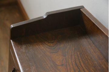 和製アンティーク　上手物　ナラ材　象嵌入り　木目を楽しめるデザインが魅力的なライティングビューロー(ワークデスク、簿記机、座机、収納棚、戸棚、在宅用、在宅ワーク用)(R-076631)