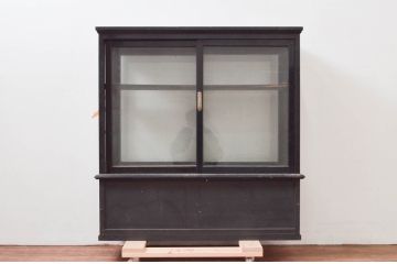 和製アンティーク　両面引き戸　タバコ屋　昔懐かしい雰囲気漂うガラスケース(たばこ、煙草、Gケース、ショーケース、飾り棚、陳列棚、店舗什器)(R-076641)