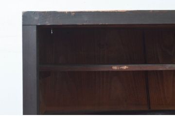 和製アンティーク　古い木味が趣のあるシンプルな飾り棚(陳列棚、本棚、書棚、ブックシェルフ、収納棚、食器棚、サイドキャビネット)(R-076648)