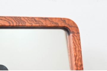 和製アンティーク　指物工芸家具　タモ材　力強い杢目が目を惹く姿見(スタンドミラー、鏡)(R-076651)