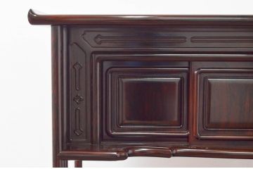 和製ビンテージ　未使用　展示品　シャム柿　艶のある深い木の色味が魅力的な飾り棚(違い棚、茶棚、戸棚、収納棚、ヴィンテージ)(R-076652)