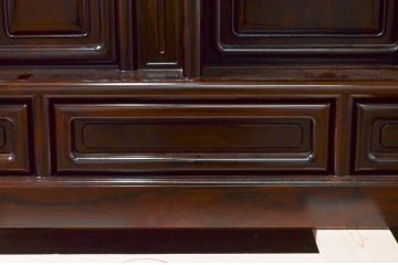 和製ビンテージ　未使用　展示品　シャム柿　艶のある深い木の色味が魅力的な飾り棚(違い棚、茶棚、戸棚、収納棚、ヴィンテージ)(R-076652)