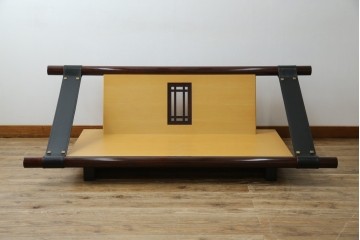 中古　大塚家具購入　モリシゲ(MORISHIGE/森繁)　ユニークなデザインが空間のアクセントになる2人掛けソファ　(R-076655)