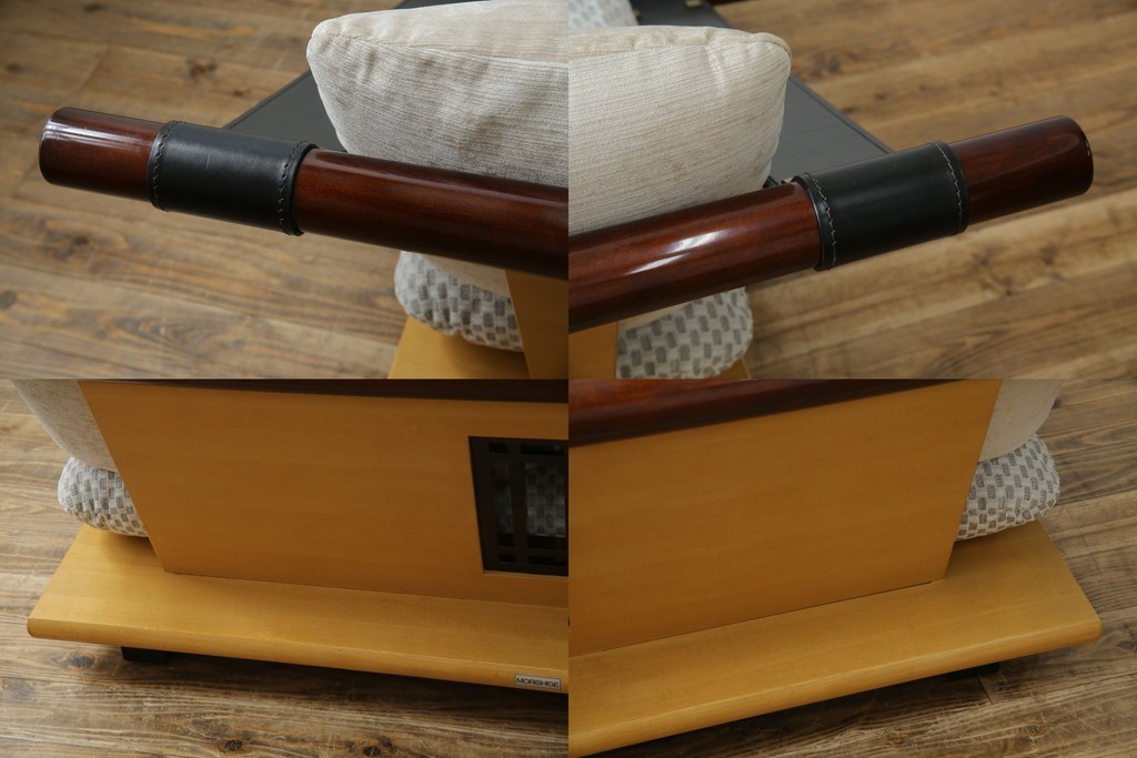 中古　大塚家具購入　モリシゲ(MORISHIGE/森繁)　ユニークなデザインが空間のアクセントになる2人掛けソファ　(R-076655)