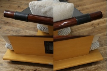 中古　大塚家具購入　モリシゲ(MORISHIGE/森繁)　ユニークなデザインが空間のアクセントになる2人掛けソファ　(R-076655)