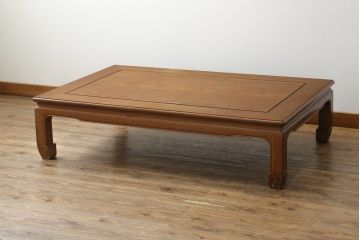 中古　伝統工芸品　大阪唐木指物　中澤唐木　尾崎作　ストリップド(剥離)仕上げ限定　花梨(カリン)材　和モダンな空間づくりにおすすめの座卓(ローテーブル、センターテーブル)(R-076657)