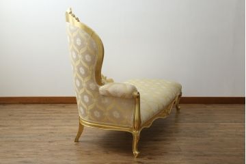 中古　美品　イタリア高級家具　SILIK(シリック)　ロココ調　優雅でロマンチックな雰囲気溢れるシェーズロング(カウチソファ、2人掛けソファ、2P、長椅子、二人掛け)(定価約190万円)(R-076658)