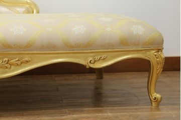 中古　美品　イタリア高級家具　SILIK(シリック)　ロココ調　優雅でロマンチックな雰囲気溢れるシェーズロング(カウチソファ、2人掛けソファ、2P、長椅子、二人掛け)(定価約190万円)(R-076658)