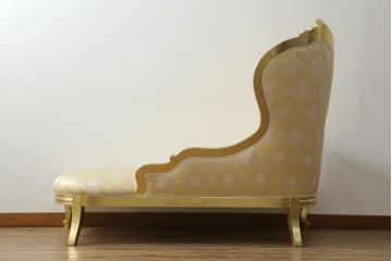 中古　美品　イタリア高級家具　SILIK(シリック)　ロココ調　優雅でロマンチックな雰囲気溢れるシェーズロング(カウチソファ、2人掛けソファ、2P、長椅子、二人掛け)(定価約190万円)(R-076658)