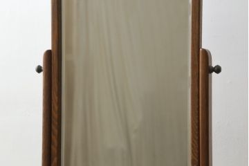 中古　美品　タモ材　落ち着きのある佇まいが魅力的な姿見(スタンドミラー、鏡)(R-076661)