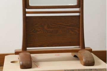 中古　美品　タモ材　落ち着きのある佇まいが魅力的な姿見(スタンドミラー、鏡)(R-076661)