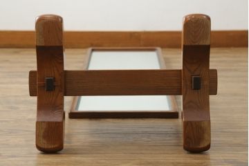 中古　美品　タモ材　落ち着きのある佇まいが魅力的な姿見(スタンドミラー、鏡)(R-076661)