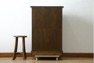 中古　神戸洋家具　オーク材　彫刻入り　落ち着いた色味が魅力的な電話台　(R-076663)