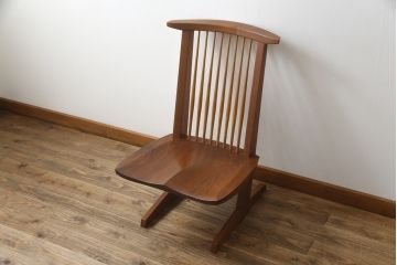 和製ヴィンテージ　小田急ハルク購入　ジョージナカシマ　桜製作所　コノイドラウンジ(CONOID LOUNGE)　CN110　モダンに洗練されたラウンジチェア(ジョージ・ナカシマ、イス、椅子、板座チェア、ビンテージ)(R-076665)