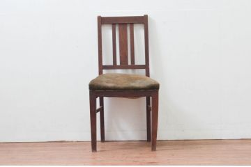 和製アンティーク　ナラ材　レトロスタイルのお部屋づくりに活躍するシンプルなチェア(ダイニングチェア、椅子、イス)(R-076678)