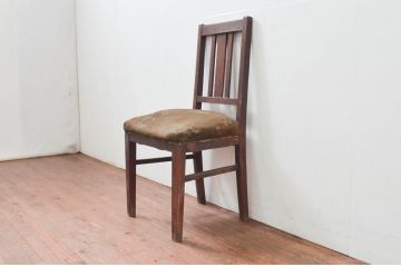和製アンティーク　ナラ材　レトロスタイルのお部屋づくりに活躍するシンプルなチェア(ダイニングチェア、椅子、イス)(R-076678)