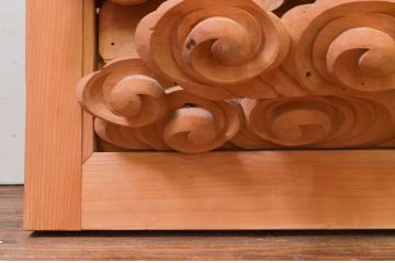 アンティーク建具　立体感のある彫刻が立派な寺社仏閣の欄間1枚(明り取り、明かり取り、ランマ)(R-076684)