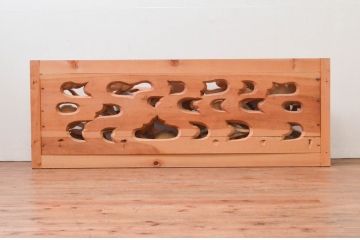 アンティーク建具　立体感のある彫刻が立派な寺社仏閣の欄間1枚(明り取り、明かり取り、ランマ)(R-076684)