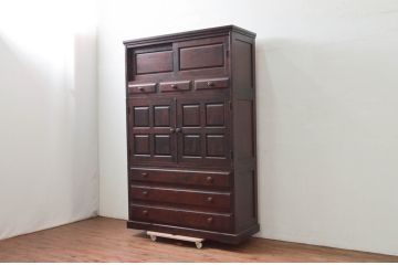 中古　北海道民芸家具　和洋どちらのお部屋にも馴染みやすいタンス(衣装箪笥、収納箪笥、着物箪笥、和タンス、引き出し)(R-076686)