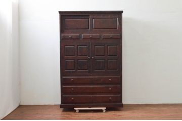 中古　北海道民芸家具　和洋どちらのお部屋にも馴染みやすいタンス(衣装箪笥、収納箪笥、着物箪笥、和タンス、引き出し)(R-076686)