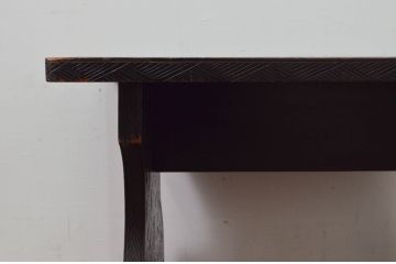 和製ビンテージ　希少な古い時代の軽井沢彫りデスクとスツールのセット(ワークデスク、机、椅子、イス、板座チェア、在宅用、在宅ワーク用)(R-076694)