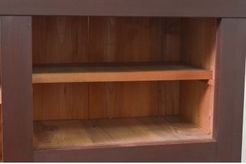 和製アンティーク　美品!!　木目も美しい丸桟引き戸の六尺近江水屋箪笥(収納棚、戸棚、食器棚、キャビネット)(R-076700)