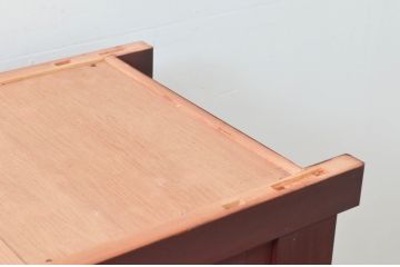 和製アンティーク　美品!!　木目も美しい丸桟引き戸の近江水屋箪笥サイドボード(収納棚、戸棚、食器棚、サイドキャビネット)(R-076702)
