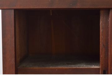 和製アンティーク　上手物!!　手仕事の温かみを感じる丸桟引き戸の二段重ね四尺水屋箪笥(収納棚、戸棚、食器棚、キャビネット)(R-076706)