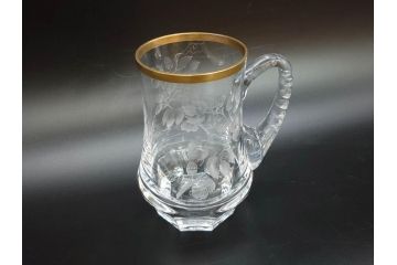 1985年　チェコ　Moser　モーゼル　キリンビアマグコレクション　コレクターズグラス　金彩　ビアジョッキ(KIRIN COLLECTORS GLASS、グラヴィール、ガラス)(R-076725)