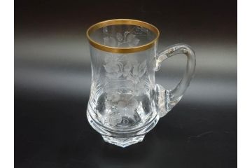 1985年　チェコ　Moser　モーゼル　キリンビアマグコレクション　コレクターズグラス　金彩　ビアジョッキ(KIRIN COLLECTORS GLASS、グラヴィール、ガラス)(R-076725)