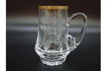 1985年　チェコ　Moser　モーゼル　キリンビアマグコレクション　コレクターズグラス　金彩　ビアジョッキ(KIRIN COLLECTORS GLASS、グラヴィール、ガラス)(R-076725)