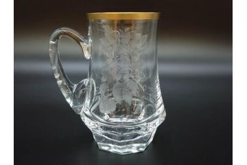 1985年　チェコ　Moser　モーゼル　キリンビアマグコレクション　コレクターズグラス　金彩　ビアジョッキ(KIRIN COLLECTORS GLASS、グラヴィール、ガラス)(R-076725)