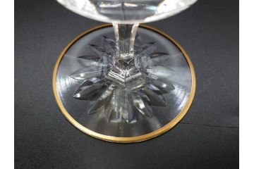 須田秀石　江戸切子　金彩　龍目文　繊細なカットが美しく上品な雰囲気の葡萄酒杯揃(グラス2客、酒器、ガラス、硝子、共箱付き)(R-076728)