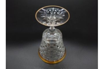 須田秀石　江戸切子　金彩　龍目文　繊細なカットが美しく上品な雰囲気の葡萄酒杯揃(グラス2客、酒器、ガラス、硝子、共箱付き)(R-076728)