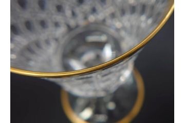 須田秀石　江戸切子　金彩　龍目文　繊細なカットが美しく上品な雰囲気の葡萄酒杯揃(グラス2客、酒器、ガラス、硝子、共箱付き)(R-076728)